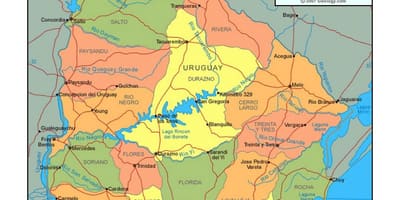 Карта на Уругвай политически
