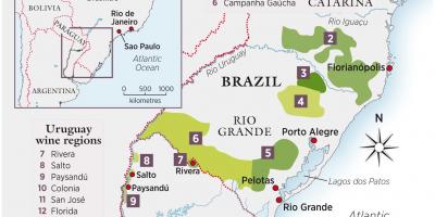 Карта на Уругвай вино