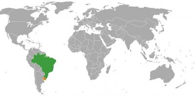 Уругвай местоположение върху картата на света